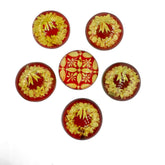 Red Amber Engraved Christmas Round Shape Cabochons